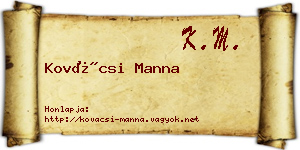 Kovácsi Manna névjegykártya