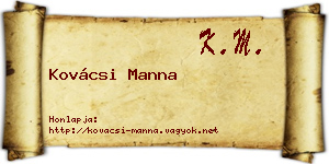 Kovácsi Manna névjegykártya