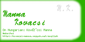 manna kovacsi business card